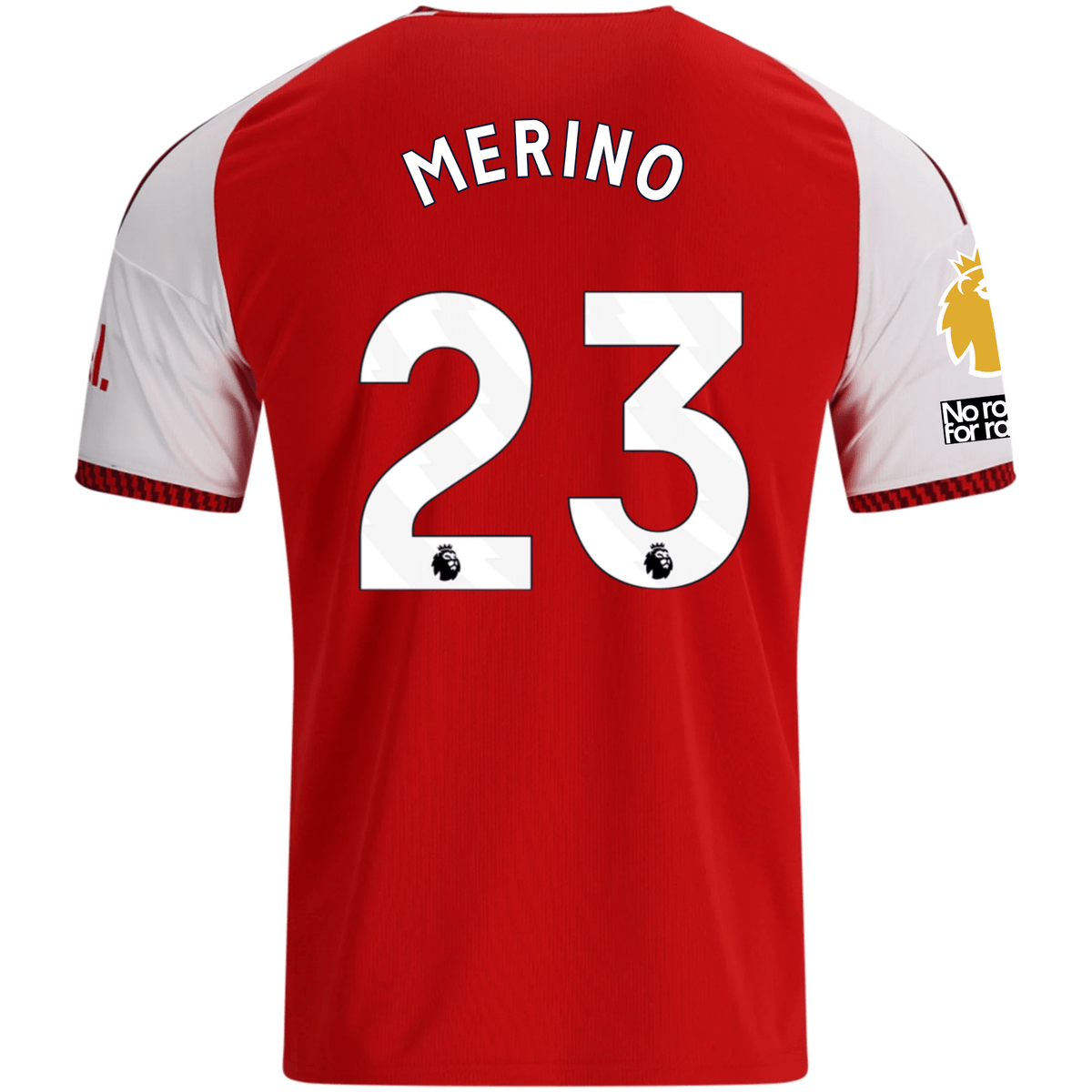 adidas Mens Arsenal Mikel Merino Home Jersey w/ EPL + No Room For Racism Patches 26/27 (Red) | SoccerWearhouse