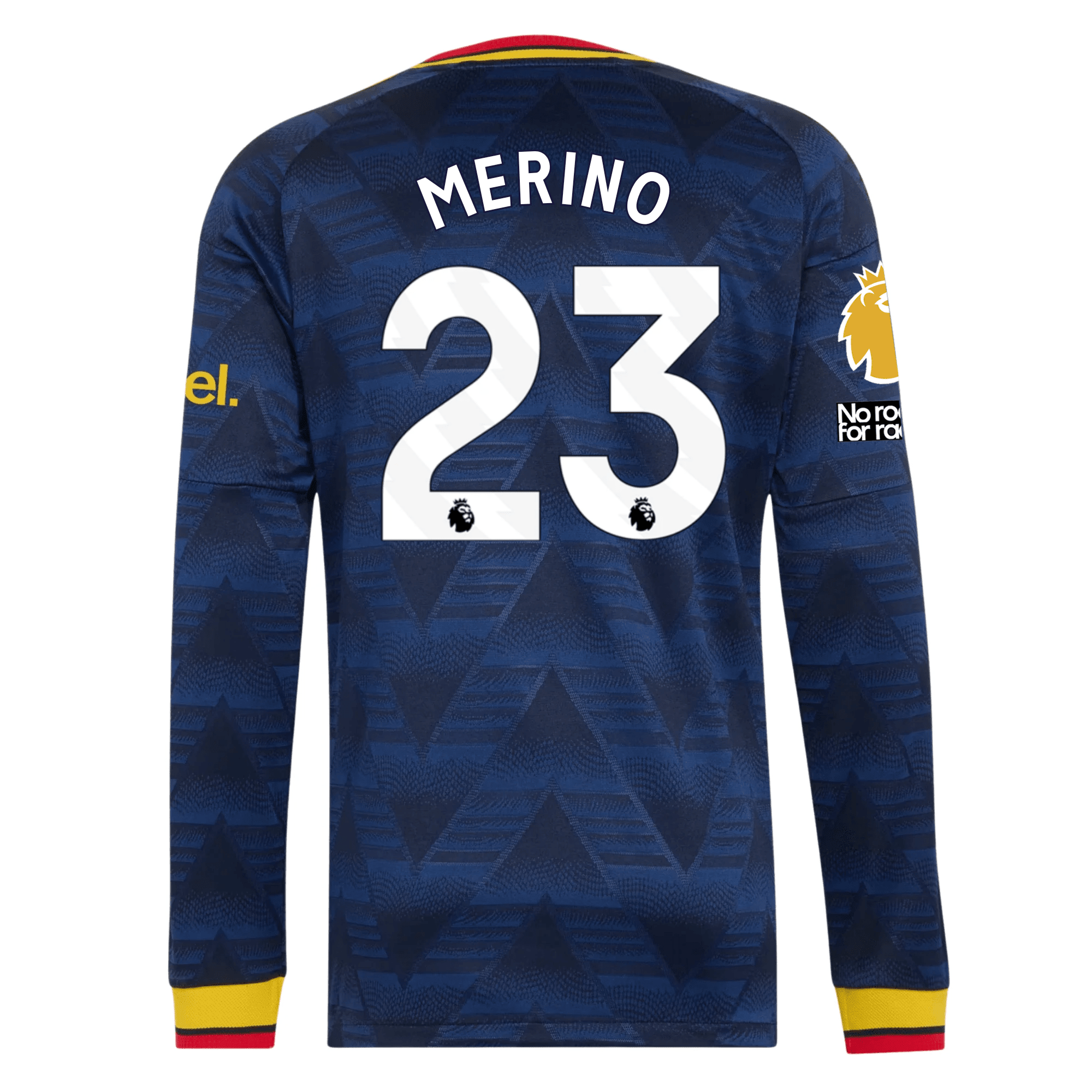 adidas Mens Arsenal Mikel Merino Long Sleeve Authentic Away Jersey w/ EPL + No Room For Racism Patches 26/27 (Navy)