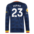 adidas Mens Arsenal Mikel Merino Long Sleeve Authentic Away Jersey w/ EPL + No Room For Racism Patches 26/27 (Navy)