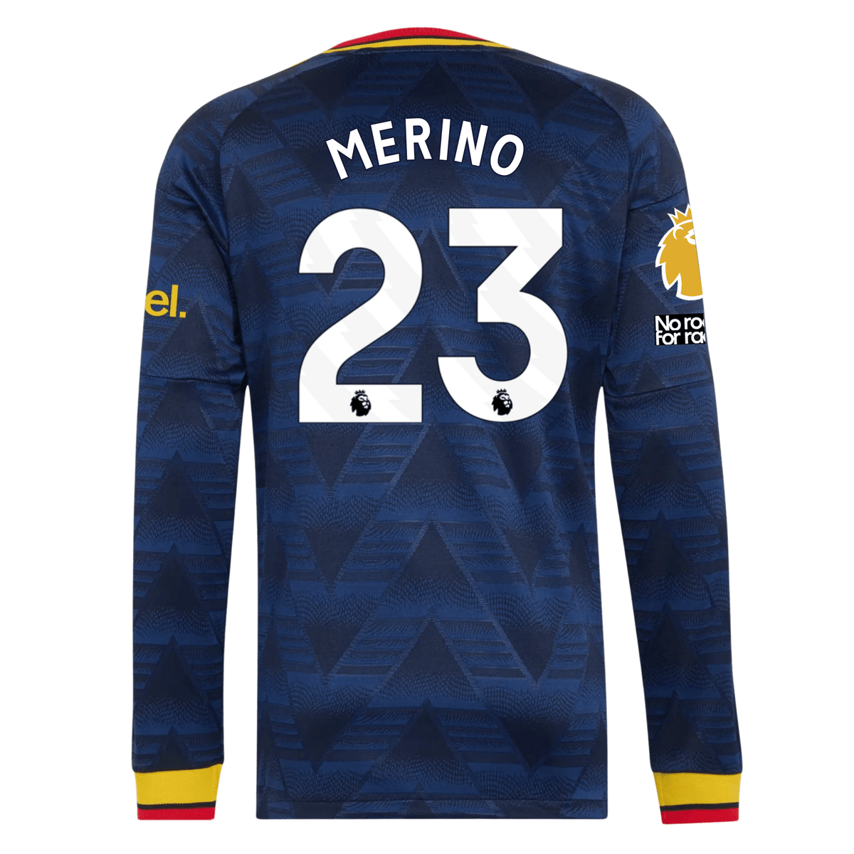 adidas Mens Arsenal Mikel Merino Long Sleeve Authentic Away Jersey w/ EPL + No Room For Racism Patches 26/27 (Navy) | SoccerWearhouse