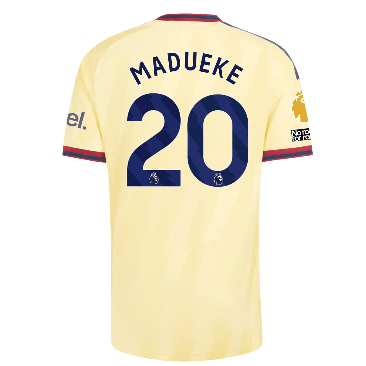 adidas Mens Arsenal Noni Madueke Authentic Third Jersey w/ EPL + No Room For Racism 26/27 (Yellow) | SoccerWearhouse