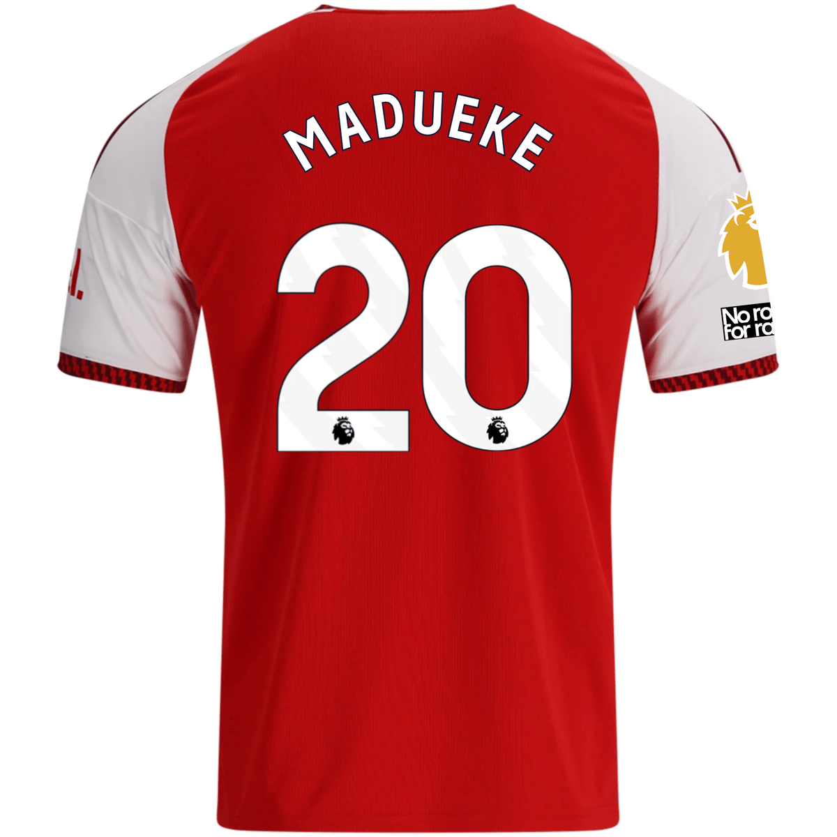 adidas Mens Arsenal Noni Madueke Home Jersey w/ EPL + No Room For Racism Patches 26/27 (Red) | SoccerWearhouse