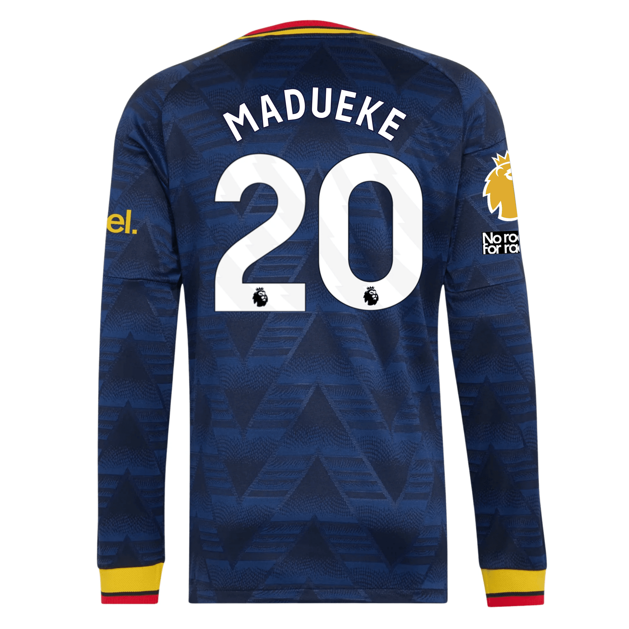 adidas Mens Arsenal Noni Madueke Long Sleeve Authentic Away Jersey w/ EPL + No Room For Racism Patches 26/27 (Navy)
