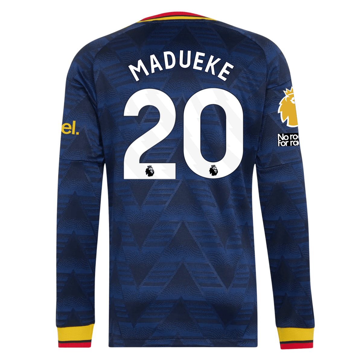 adidas Mens Arsenal Noni Madueke Long Sleeve Authentic Away Jersey w/ EPL + No Room For Racism Patches 26/27 (Navy) | SoccerWearhouse