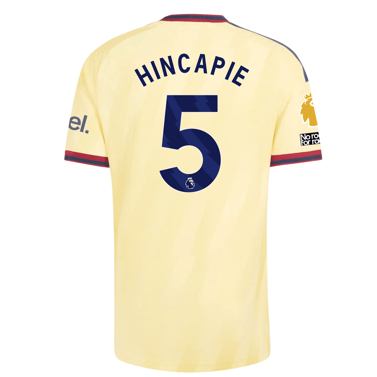 adidas Mens Arsenal Piero Hincapié Authentic Third Jersey w/ EPL + No Room For Racism 26/27 (Yellow) | SoccerWearhouse