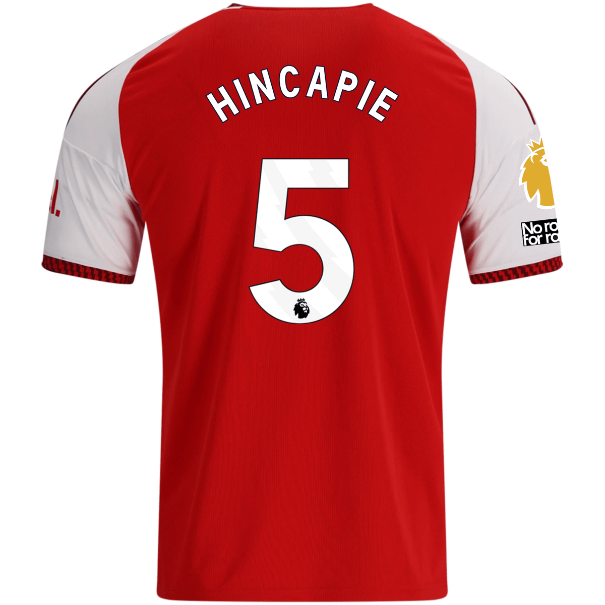 adidas Mens Arsenal Piero Hincapié Home Jersey w/ EPL + No Room For Racism Patches 26/27 (Red) | SoccerWearhouse
