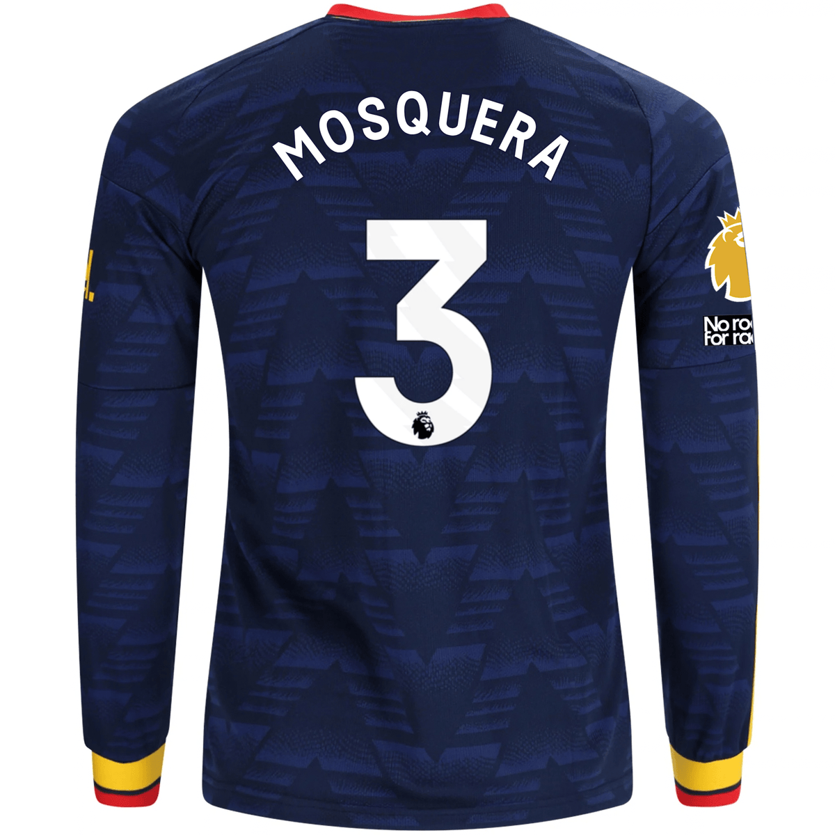 adidas Mens Arsenal Piero Hincapie Long Sleeve Away Jersey w/ EPL + No Room For Racism Patches 26/27 (Navy/Yelllow) | SoccerWearhouse