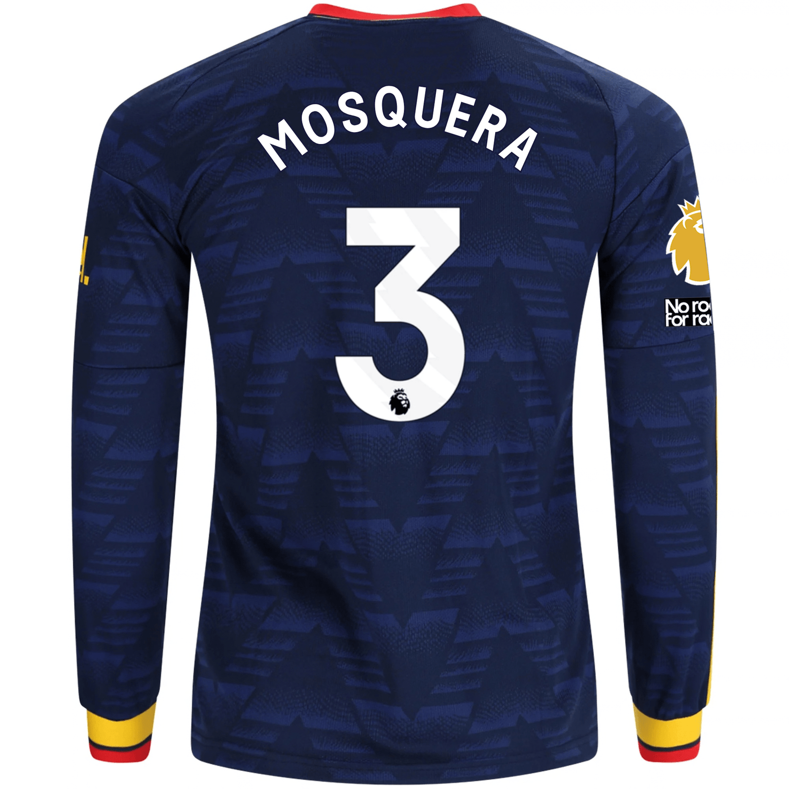 adidas Mens Arsenal Piero Hincapie Long Sleeve Away Jersey w/ EPL + No Room For Racism Patches 26/27 (Navy/Yelllow) | SoccerWearhouse