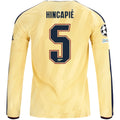 adidas Mens Arsenal Piero Hincapié Long Sleeve Third Jersey w/ Champions League Patches 26/27 (Yellow)
