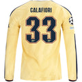 adidas Mens Arsenal Riccardo Calafiori Long Sleeve Third Jersey w/ Champions League Patches 26/27 (Yellow)