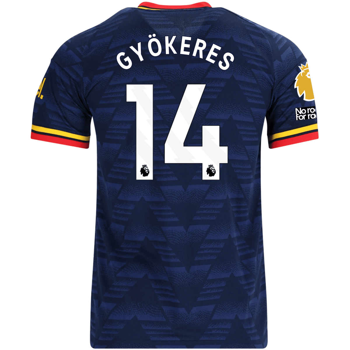 adidas Men's Arsenal Viktor Gyökeres Away Jersey EPL + No Room For Racism Patches 26/27 (Navy/Yellow) | SoccerWearhouse