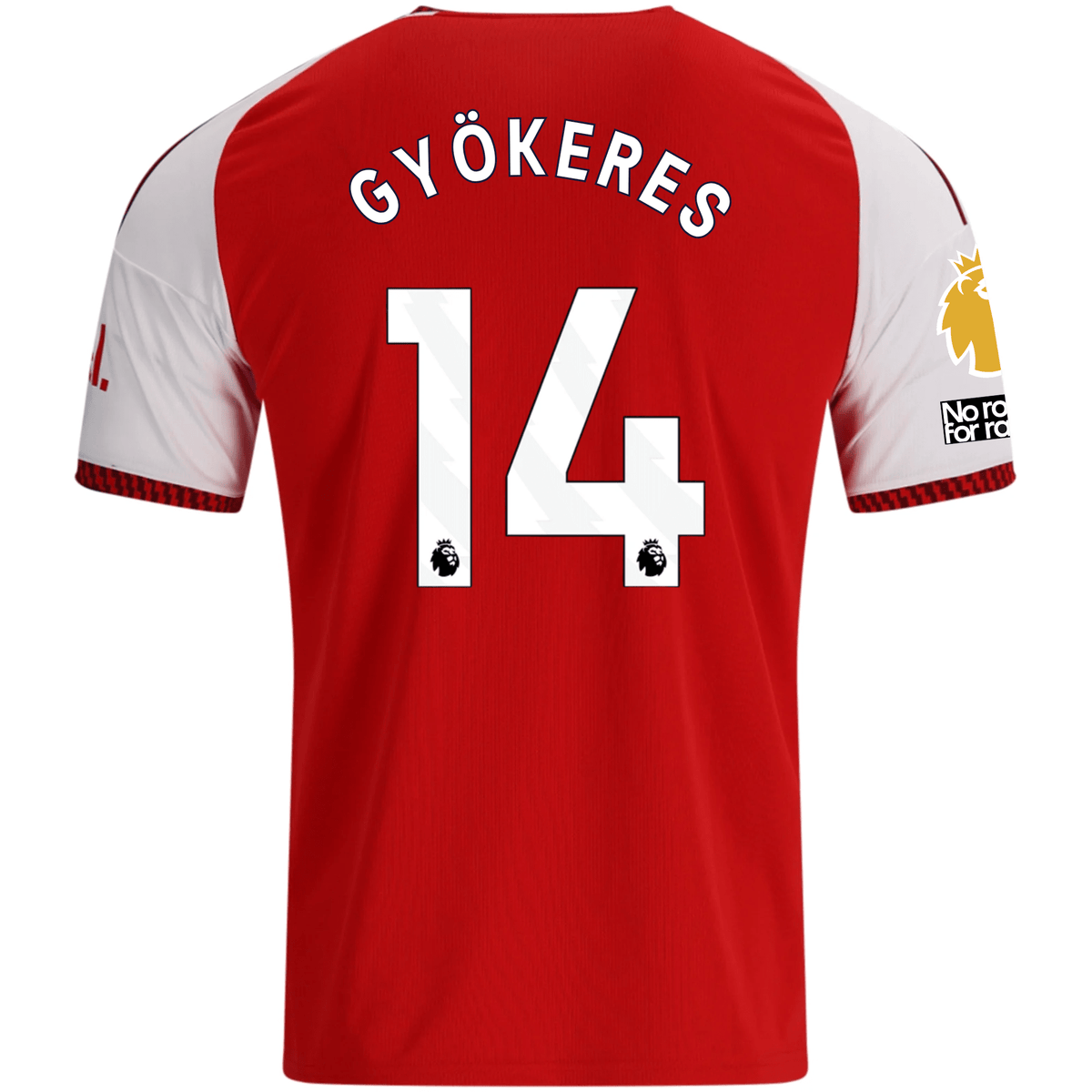 adidas Mens Arsenal Viktor Gyökeres Home Jersey w/ EPL + No Room For Racism Patches 26/27 (Red) | SoccerWearhouse