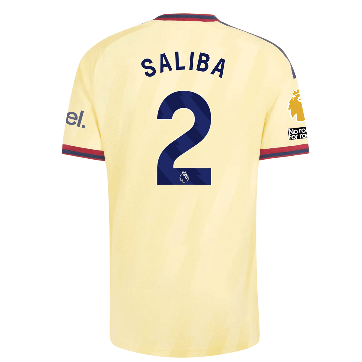 adidas Mens Arsenal William Saliba Authentic Third Jersey w/ EPL + No Room For Racism 26/27 (Yellow) | SoccerWearhouse