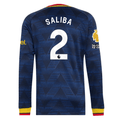 adidas Mens Arsenal William Saliba Long Sleeve Authentic Away Jersey w/ EPL + No Room For Racism Patches 26/27 (Navy)