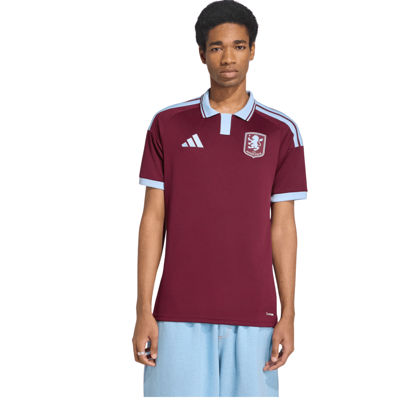 adidas Mens Aston Villa Home Jersey 26/27 (Maroon/Glow Blue) | SoccerWearhouse