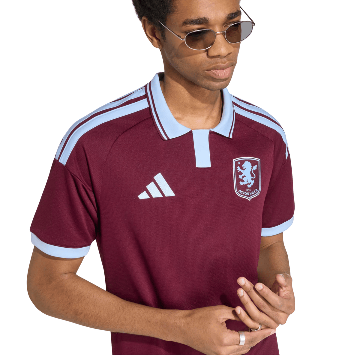 adidas Mens Aston Villa Home Jersey 26/27 (Maroon/Glow Blue) | SoccerWearhouse