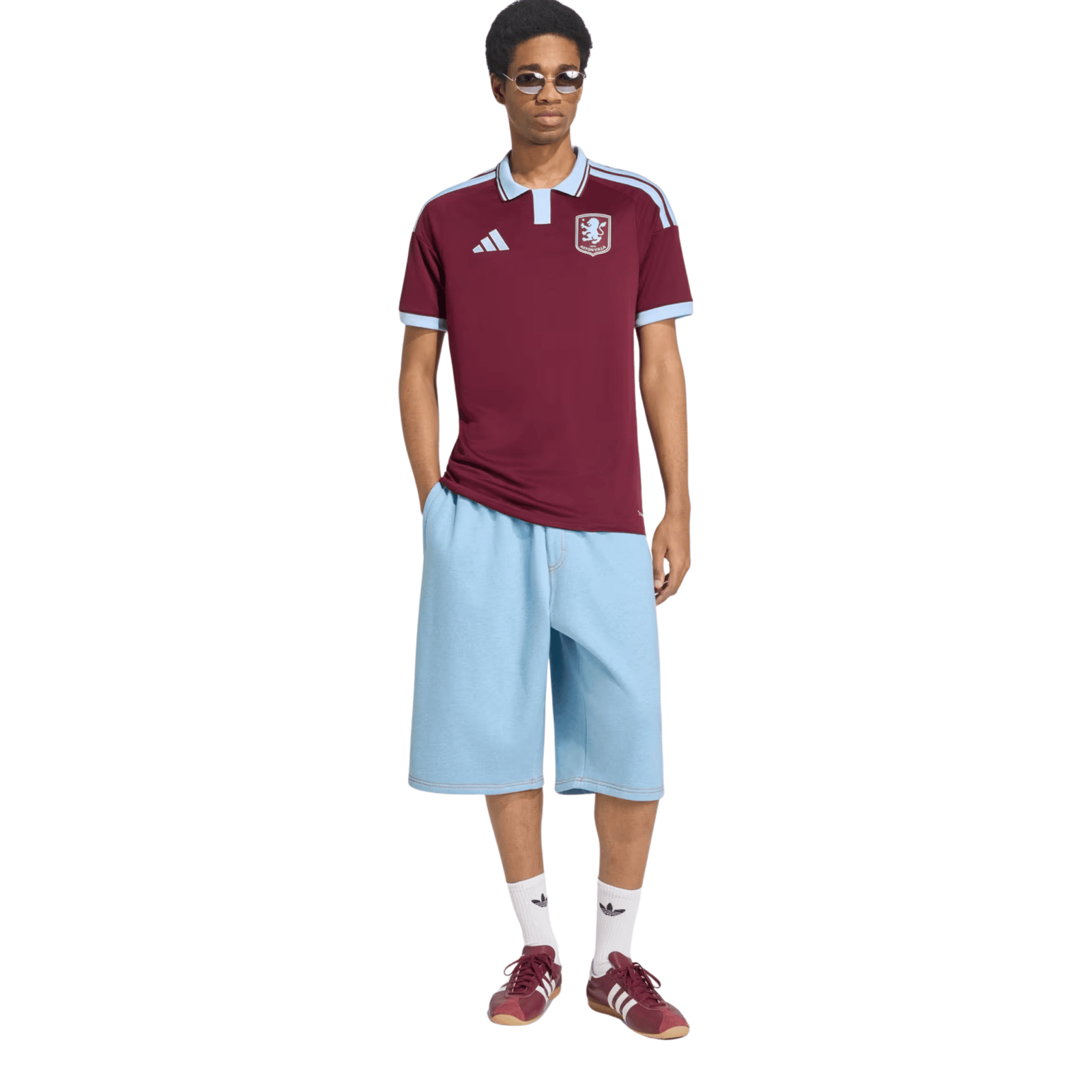 adidas Mens Aston Villa Home Jersey 26/27 (Maroon/Glow Blue) | SoccerWearhouse