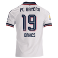 adidas Mens Bayern Munich Alphonso Davies Away Jersey w/ Bundesliga Champion Patch 26/27 (White)