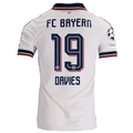 adidas Mens Bayern Munich Alphonso Davies Away Jersey w/ Champions League Patches 26/27 (White)