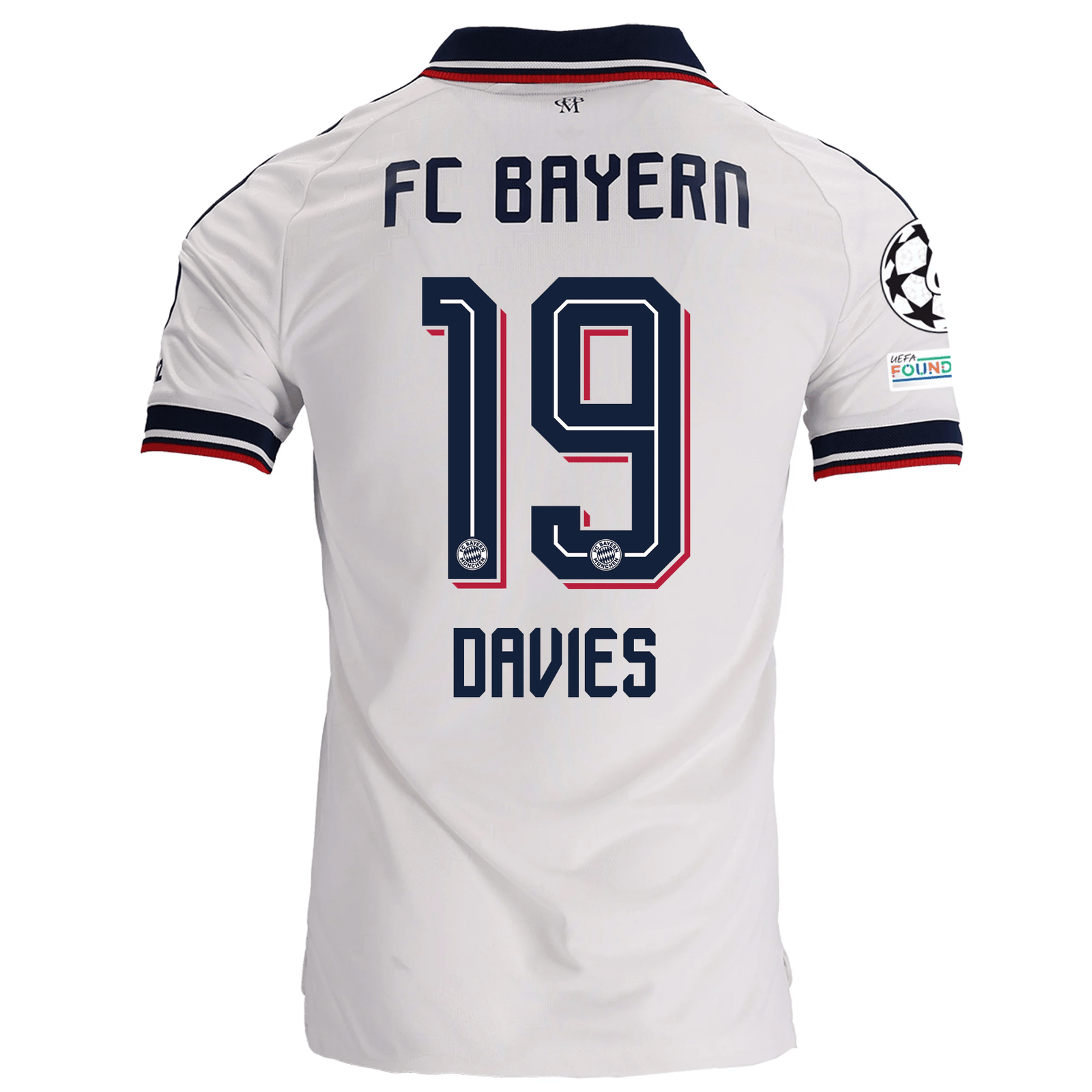 adidas Mens Bayern Munich Alphonso Davies Away Jersey w/ Champions League Patches 26/27 (White) | SoccerWearhouse