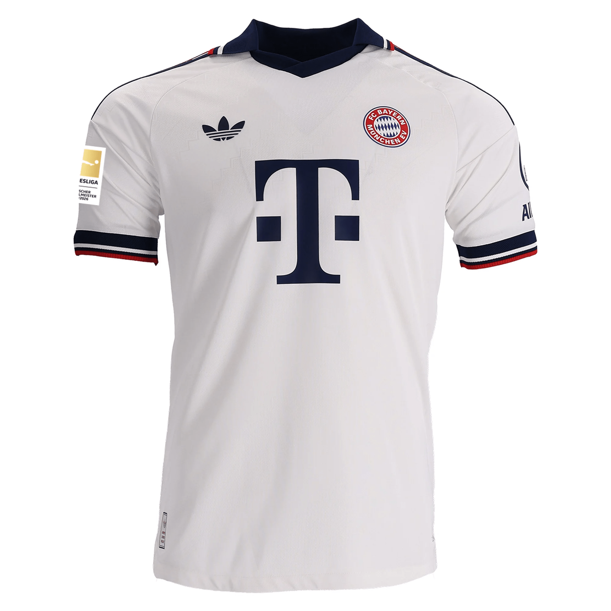 adidas Mens Bayern Munich Authentic Away Jersey w/ Bundesliga Champion Patch 26/27 (White)