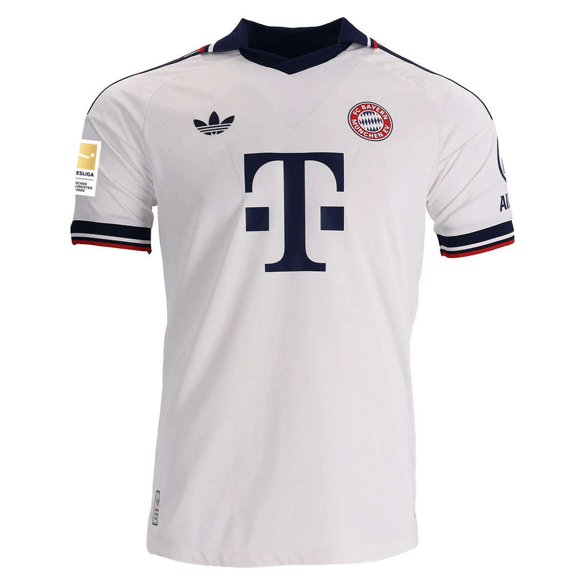 adidas Mens Bayern Munich Authentic Michael Olise Away Jersey w/ Bundesliga Champion Patch 26/27 (White) | SoccerWearhouse