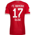 adidas Mens Bayern Munich Authentic Michael Olise Home Jersey w/ Bundesliga Champion Patch 26/27 (Red)