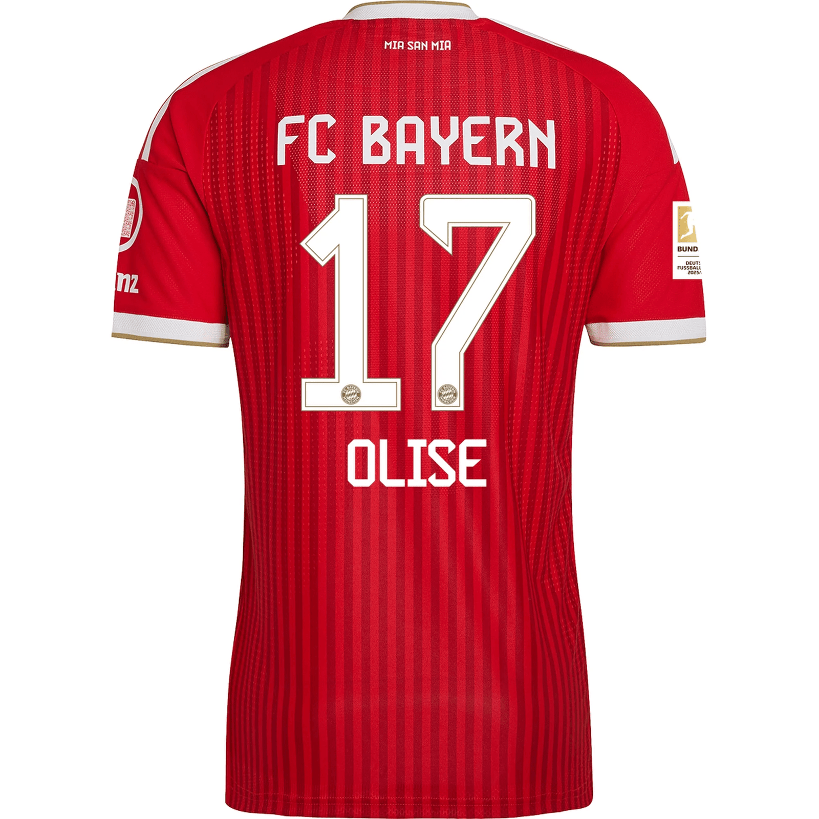 adidas Mens Bayern Munich Authentic Michael Olise Home Jersey w/ Bundesliga Champion Patch 26/27 (Red) | SoccerWearhouse
