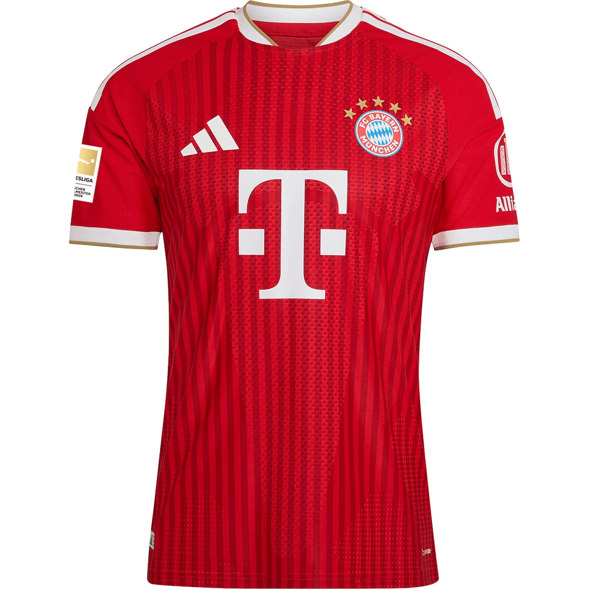 adidas Mens Bayern Munich Authentic Home Jersey w/ Bundesliga Champion Patch 26/27 (Red)