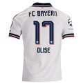 adidas Mens Bayern Munich Away Michael Olise Jersey w/ Champions League 26/27 (White)
