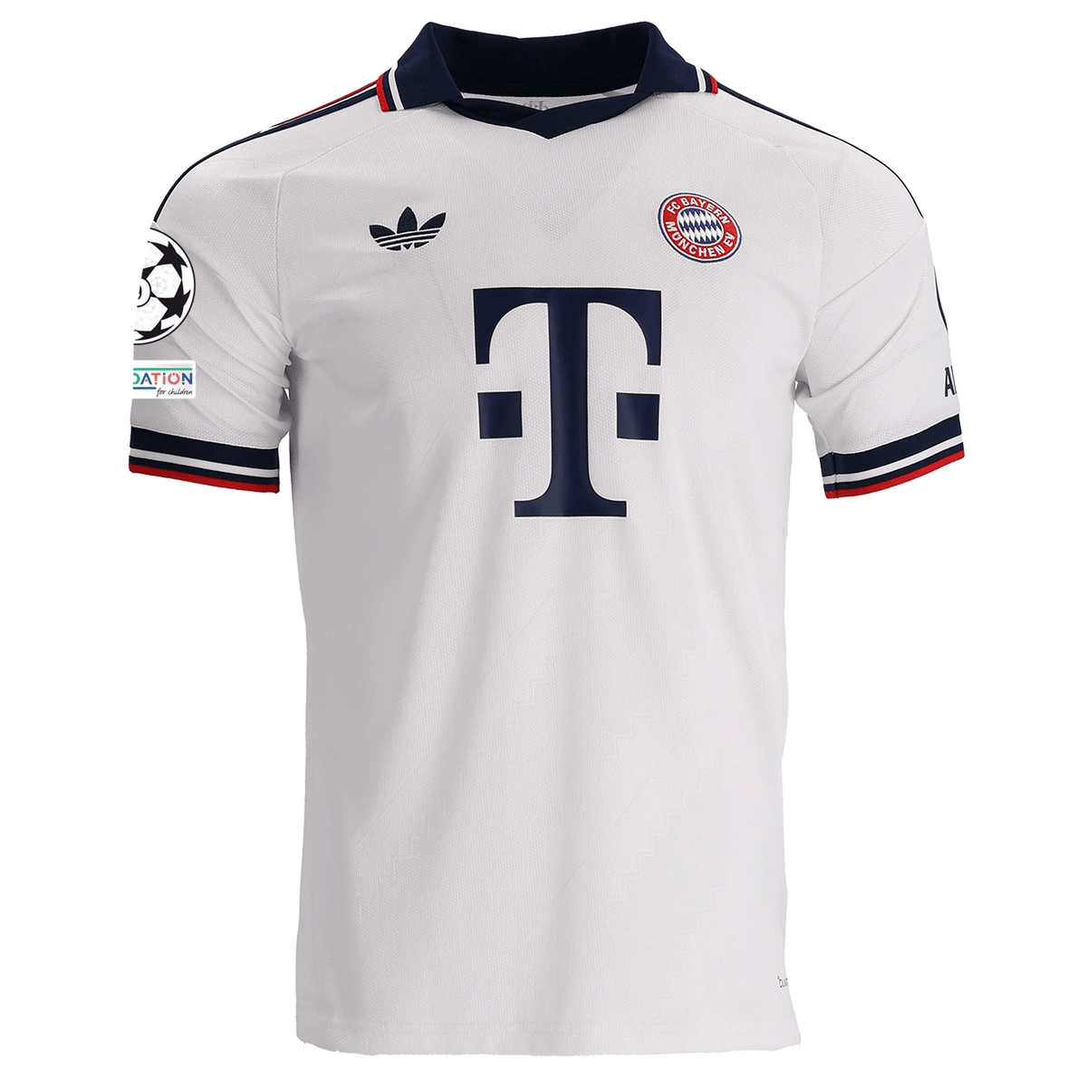 adidas Mens Bayern Munich Away Michael Olise Jersey w/ Champions League 26/27 (White) | SoccerWearhouse