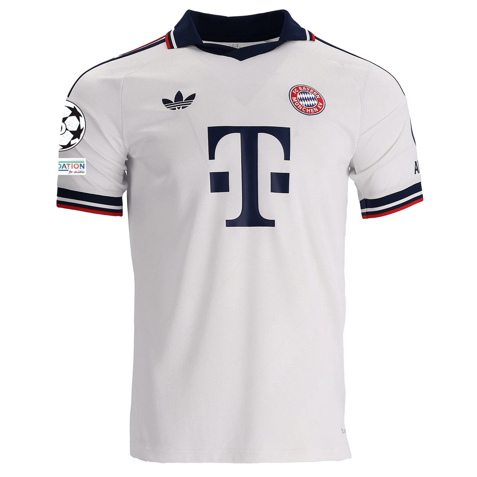adidas Mens Bayern Munich Away Michael Olise Jersey w/ Champions League 26/27 (White) | SoccerWearhouse