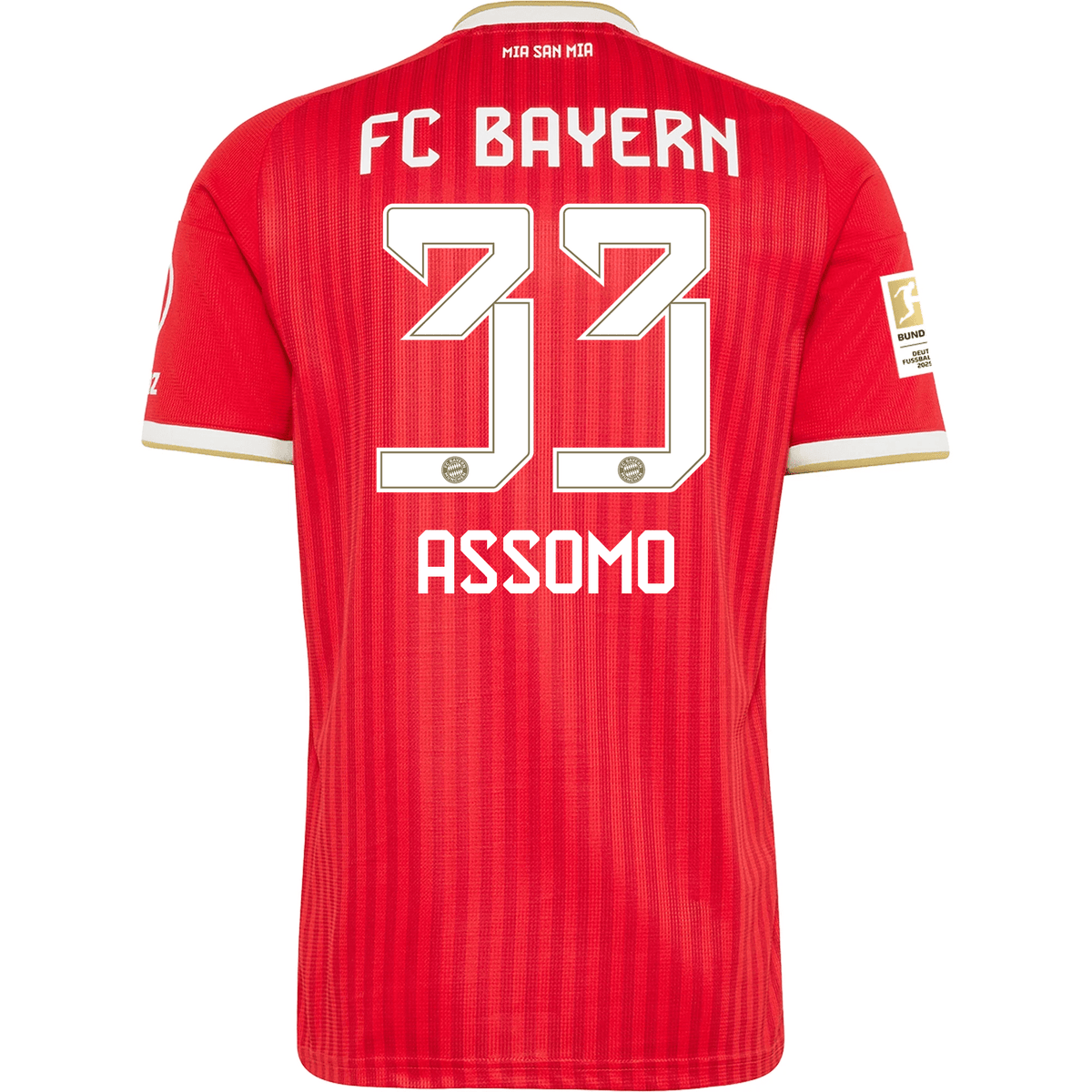 adidas Mens Bayern Munich Bastian Assomo Home Jersey w/ Bundesliga Champion Patch 26/27 (Red) | SoccerWearhouse