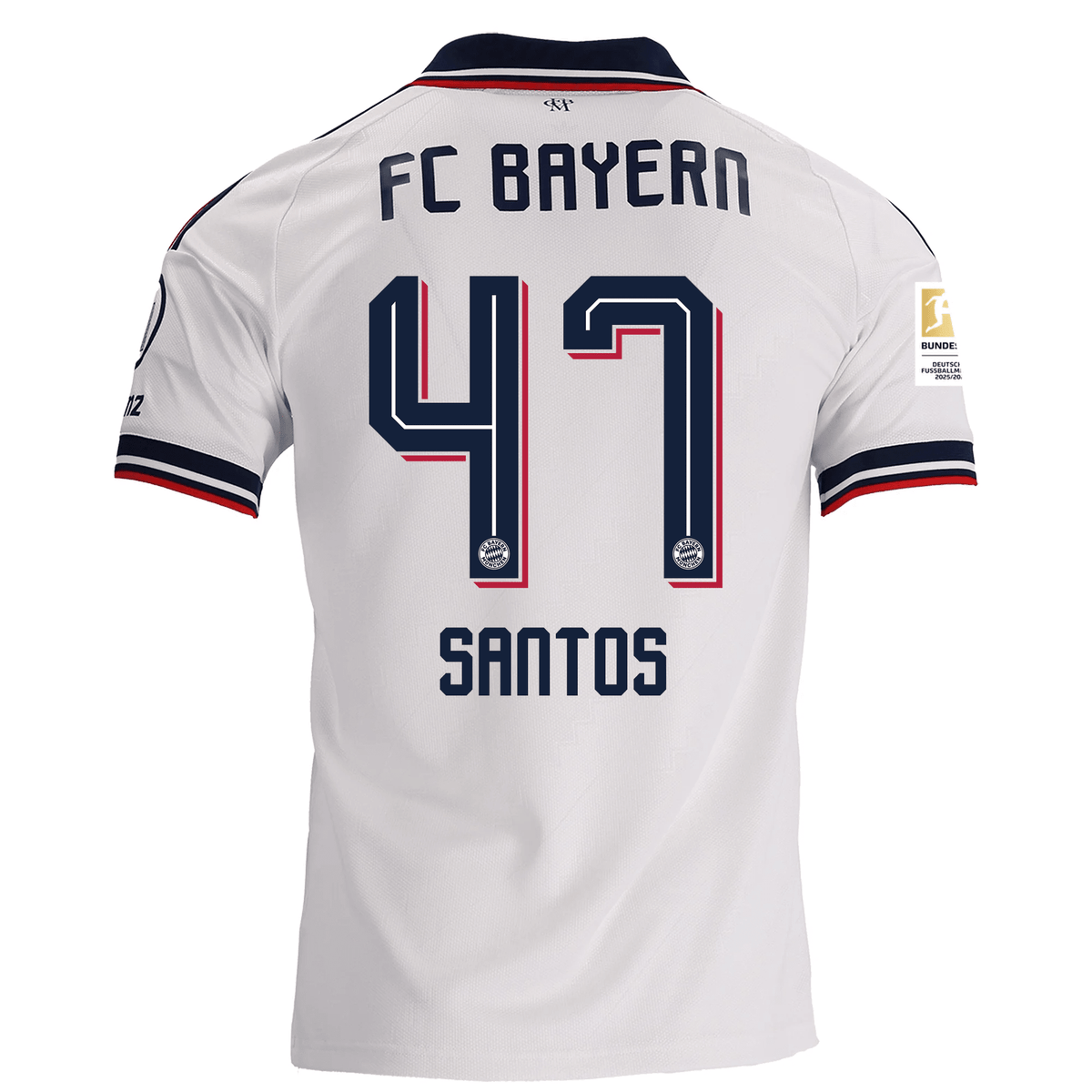 adidas Mens Bayern Munich David Santos Daiber Away Jersey w/ Bundesliga Champion Patch 26/27 (White) | SoccerWearhouse