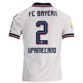 adidas Mens Bayern Munich Dayot Upamecano Away Jersey w/ Bundesliga Champion Patch 26/27 (White)