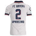 adidas Mens Bayern Munich Dayot Upamecano Away Jersey w/ Champions League Patches 26/27 (White)