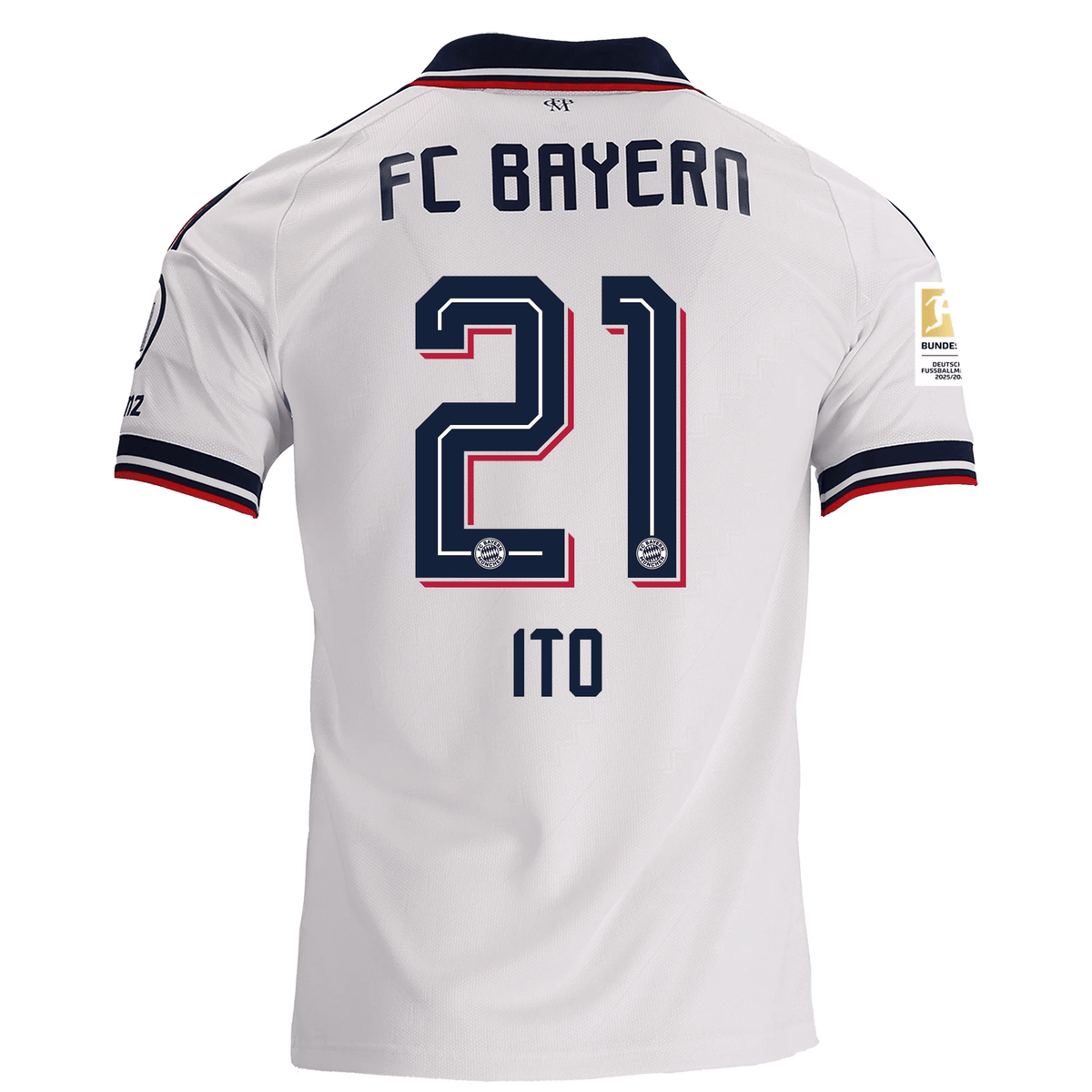 adidas Mens Bayern Munich Hiroki Ito Away Jersey w/ Bundesliga Champion Patch 26/27 (White) | SoccerWearhouse