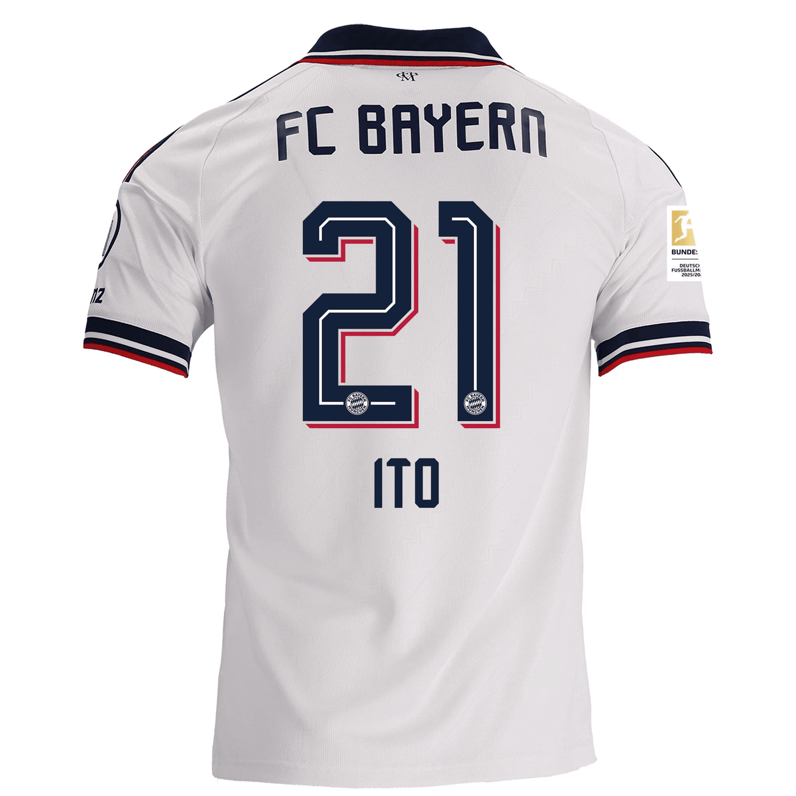adidas Mens Bayern Munich Hiroki Ito Away Jersey w/ Bundesliga Champion Patch 26/27 (White) | SoccerWearhouse