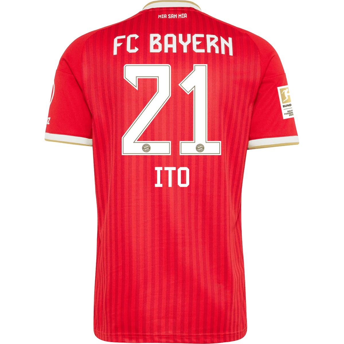 adidas Mens Bayern Munich Hiroki Ito Home Jersey w/ Bundesliga Champion Patch 26/27 (Red) | SoccerWearhouse
