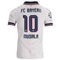 adidas Mens Bayern Munich Jamal Musiala Away Jersey w/ Champions League Patches 26/27 (White)
