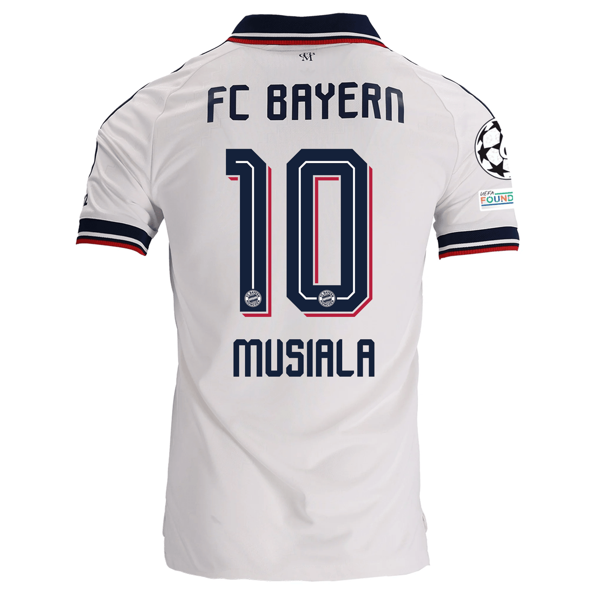 adidas Mens Bayern Munich Jamal Musiala Away Jersey w/ Champions League Patches 26/27 (White) | SoccerWearhouse
