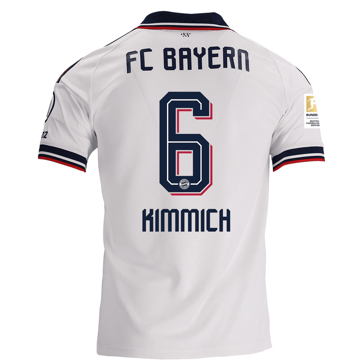 adidas Mens Bayern Munich Joshua Kimmich Away Jersey w/ Bundesliga Champion Patch 26/27 (White) | SoccerWearhouse