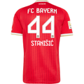 adidas Mens Bayern Munich Josip Stanišić Home Jersey w/ Bundesliga Champion Patch 26/27 (Red)