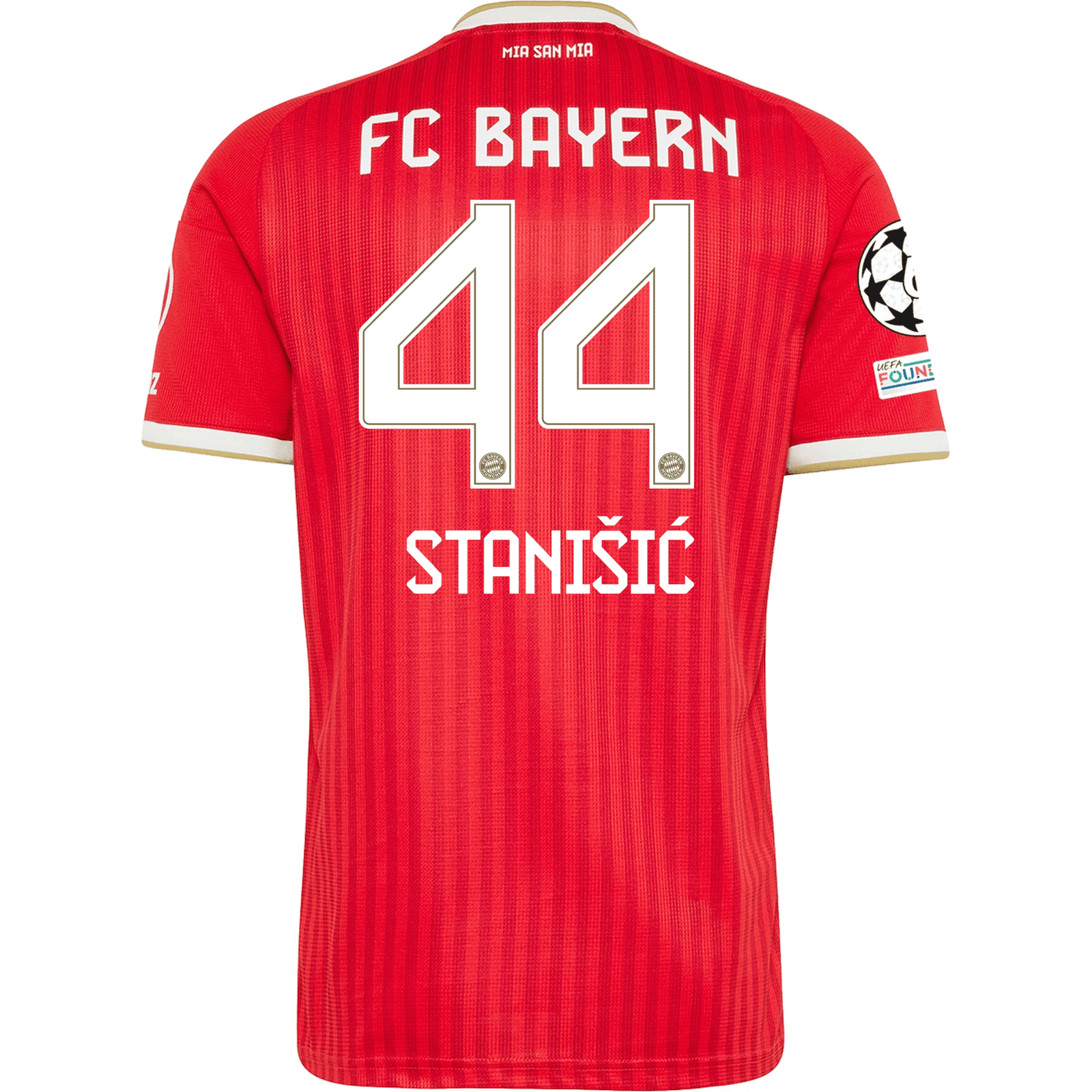 adidas Mens Bayern Munich Josip Stanišić Home Jersey w/ Champions League Patches 26/27 (Red) | SoccerWearhouse