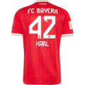 adidas Mens Bayern Munich Lennart Karl Home Jersey w/ Bundesliga Champion Patch 26/27 (Red)