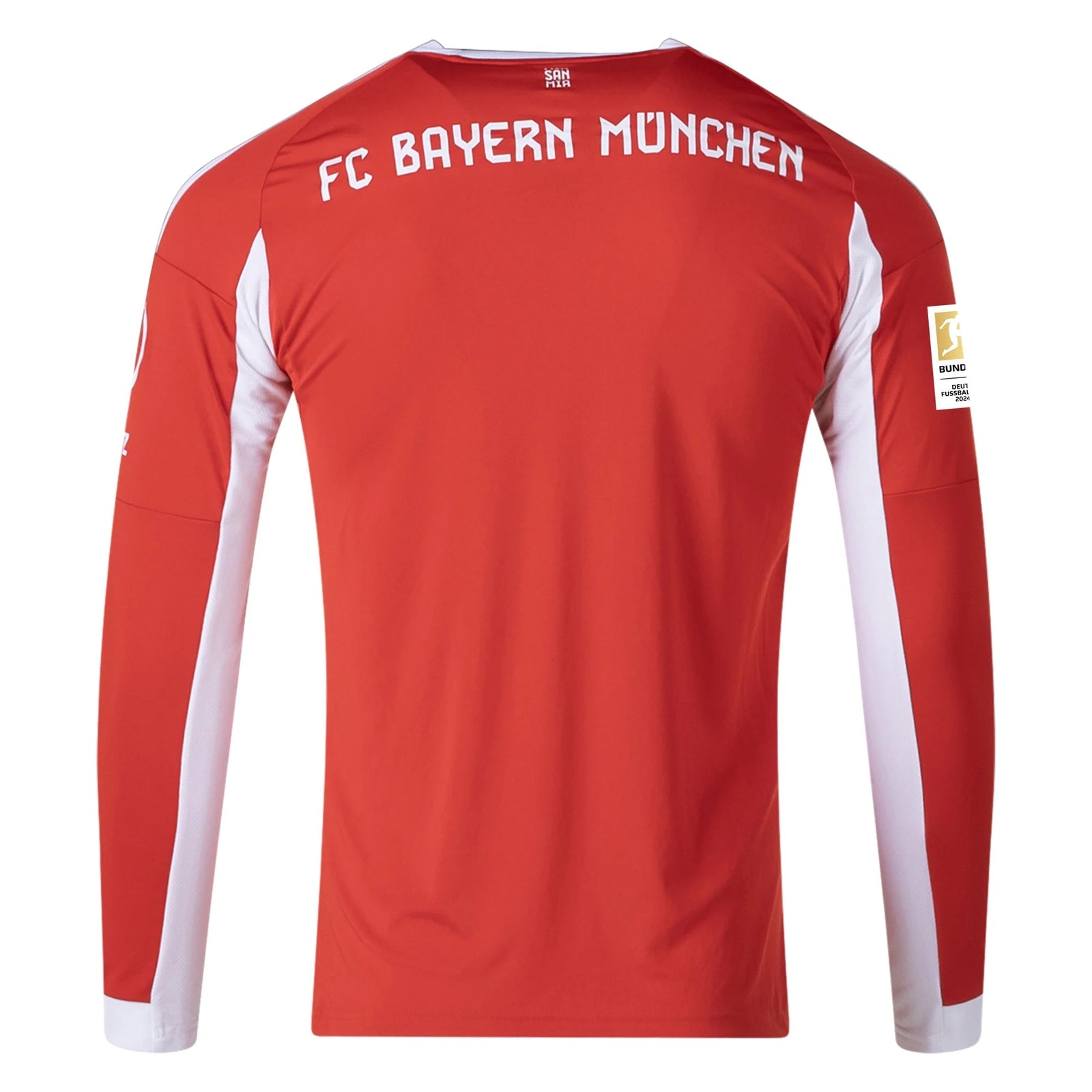 adidas Alphonso Davies Men's Bayern Munich Long Sleeve Home Jersey 25/26 w/ Bundesliga Champions Patch (Red/White) | SoccerWearhouse