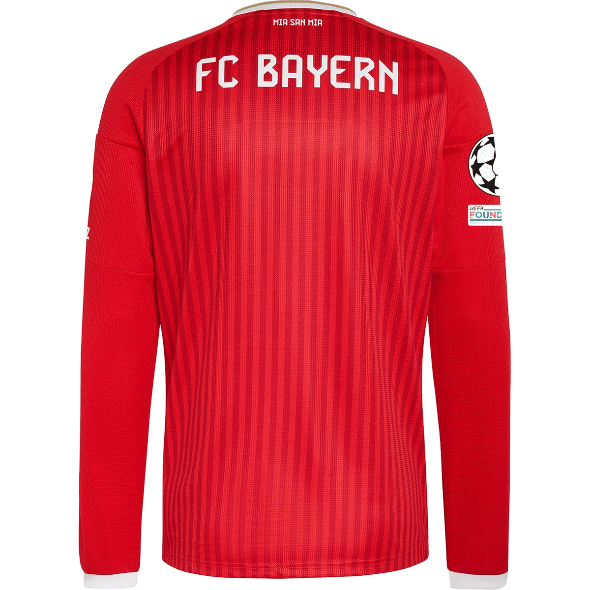 adidas Mens Bayern Munich Long Sleeve Home Jersey w/ Champions League Patches 26/27 (Red) | SoccerWearhouse
