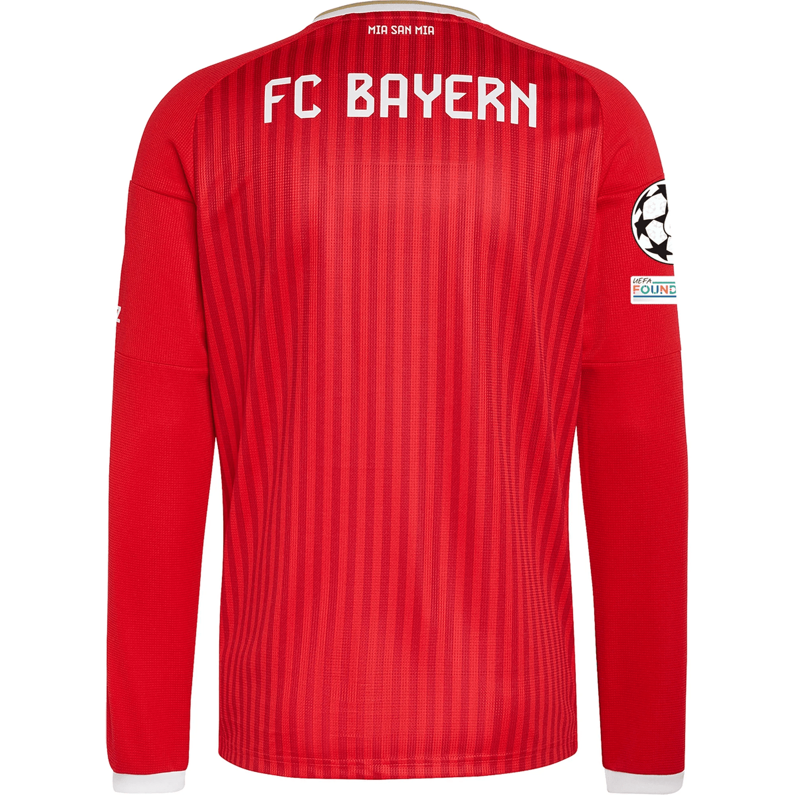 adidas Mens Bayern Munich Long Sleeve Home Jersey w/ Champions League Patches 26/27 (Red) | SoccerWearhouse