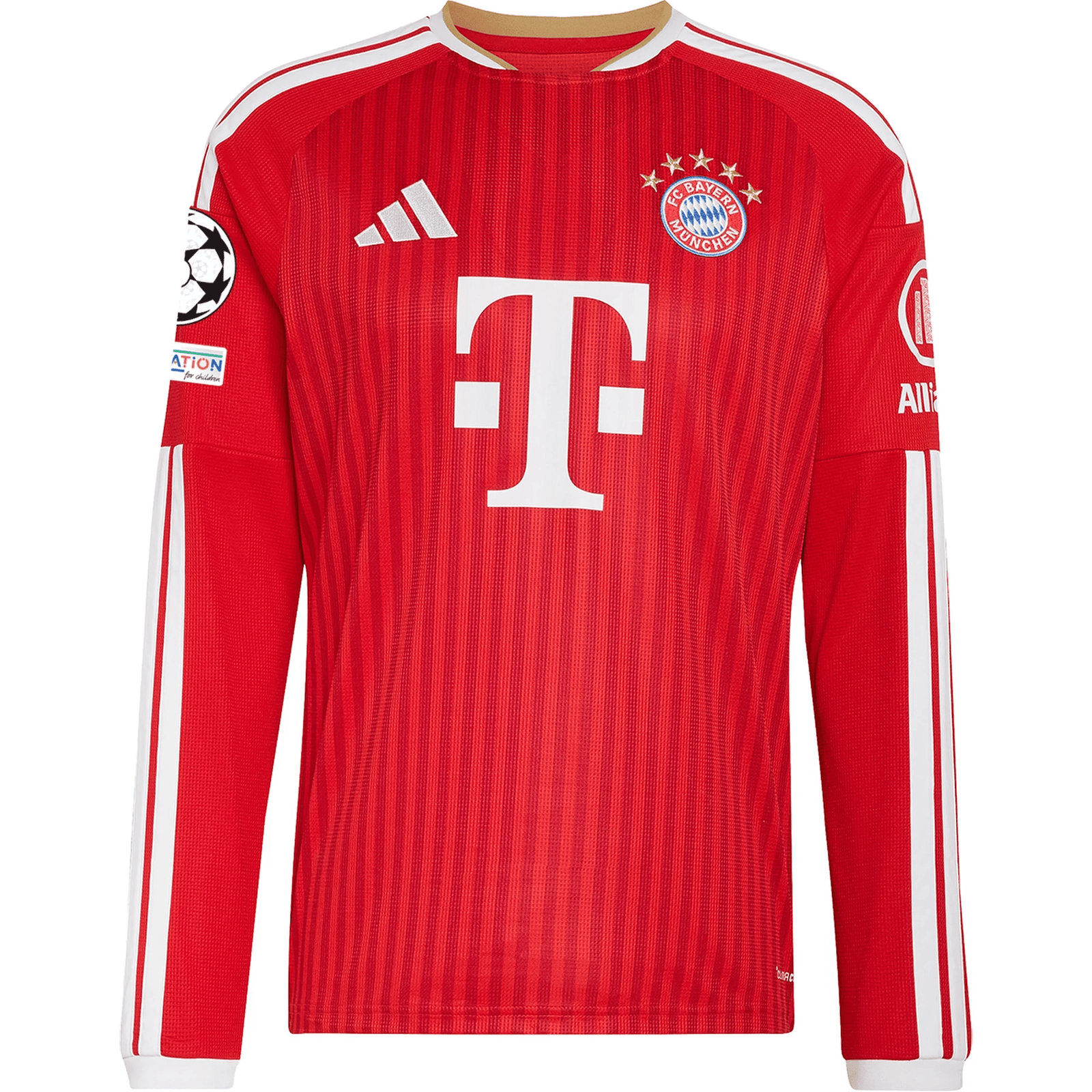 adidas Mens Bayern Munich Michael Olise Long Sleeve Home Jersey w/ Champions League Patches 26/27 (Red) | SoccerWearhouse