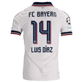 adidas Mens Bayern Munich Luis Díaz Away Jersey w/ Champions League Patches 26/27 (White)